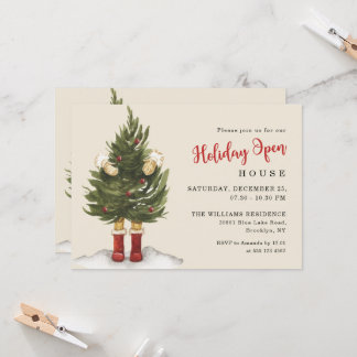 Kerstboom in vintage stijl Kerst Open Huis  Kaart