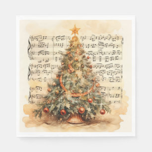 Kerstboom in vintage stijl & Kerstmuziek Servet