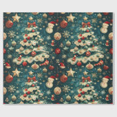 Kerstboom inpakpapier blauw (Vlak)