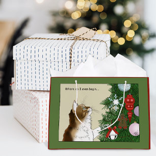 Kerstboom Inspectie Grappige Calico Kat Vakantie Groot Cadeauzakje