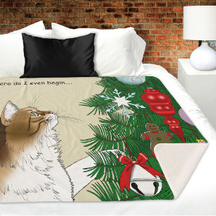 Kerstboom Inspectie Grappige Calico Kat Vakantie Sherpa Deken