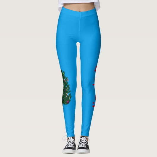 Kerstboom Jingle Blue Leggings (Voorkant)