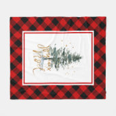 Kerstboom Joyeux Noel Typografie Fleece Deken (Voorkant (Horizontaal))