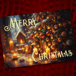 Kerstboom Kaarsen Harde Pastel Tekening Kaart