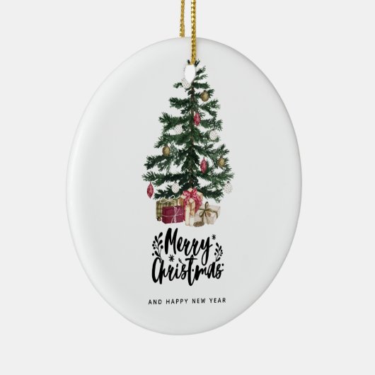 Kerstboom Kaart Vrolijke Kerstmis Feestdagen Keramisch Ornament (Rechts)