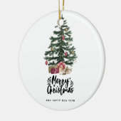 Kerstboom Kaart Vrolijke Kerstmis Feestdagen Keramisch Ornament (Links)