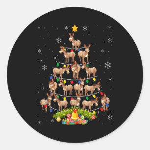 Kerstboom Kabouterhoed Lichtjes Xmas Ronde Sticker