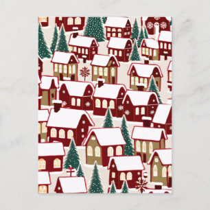 Kerstboom Kerstdorp sneeuwfoto Briefkaart