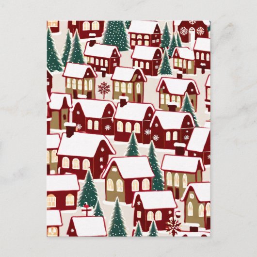 Kerstboom Kerstdorp sneeuwfoto Briefkaart (Voorkant)