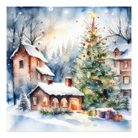 Kerstboom Kerstdorp sneeuwfoto
