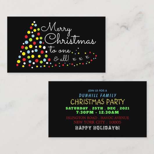 kerstboom, kerstfeestelijke uitnodiging informatiekaartje (Voorkant / Achterkant)