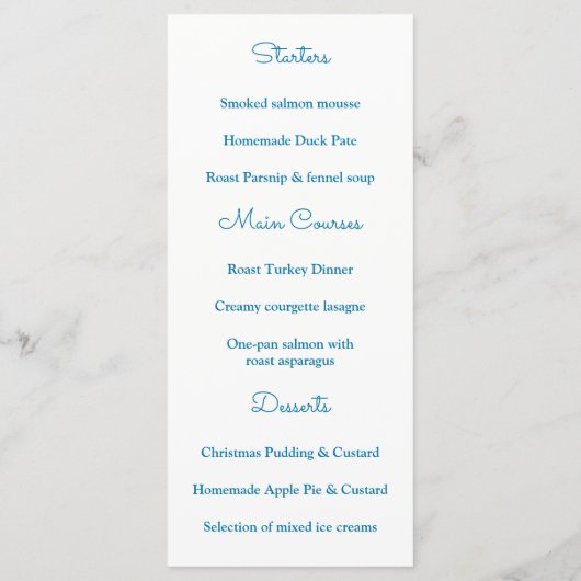 Kerstboom, kerstfeestmenu menu (Achterkant)