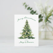 Kerstboom kerstkaart groen vintage schrift niet me feestdagenkaart (Staand voorkant)