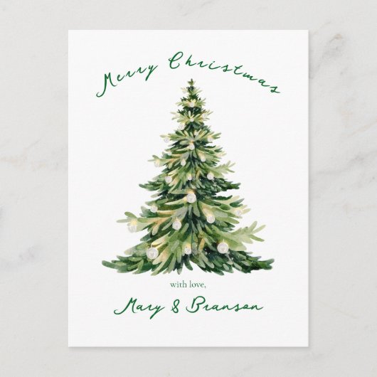 Kerstboom kerstkaart groen vintage schrift niet me feestdagenkaart (Voorkant)