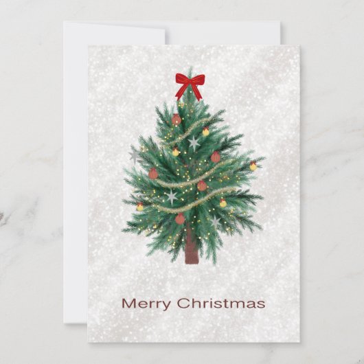 Kerstboom kerstkaart handgetekend (Voorkant)