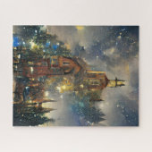 kerstboom, kerstkerk Jigzaag Puzzle Legpuzzel (Horizontaal)