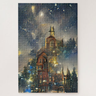 Kerstboom, kerstkerk legpuzzel