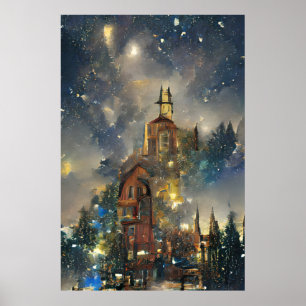 kerstboom, kerstkerkPoster Poster