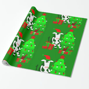 kerstboom-kerstman-koe cadeaupapier