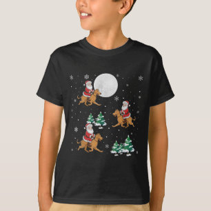 Kerstboom Kerstman rijdend op Ierse Wolfshond Hond T-shirt