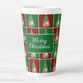 kerstboom | Kerstman | roodgroen aanpasbaar Latte Mok (Voorkant)