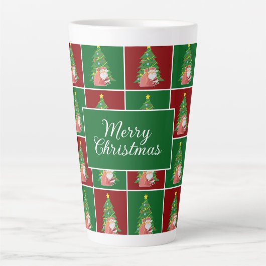 kerstboom | Kerstman | roodgroen aanpasbaar Latte Mok (Voorkant)