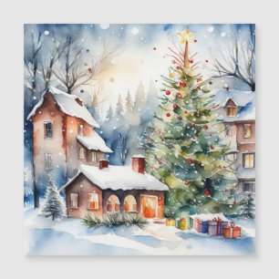 Kerstboom Kerstmis dorp sneeuwende afbeelding