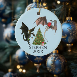Kerstboom Kerstvakantie Fantasie Draak Keramisch Ornament