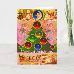 KERSTBOOM, KLEURIGE BALLEN, ENGELEN, KINDEREN KAART