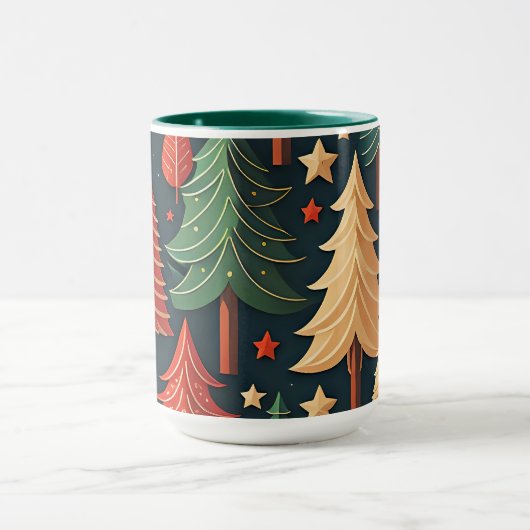 Kerstboom kleurrijk patroon mok (Midden)