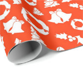 Kerstboom klokken krans vakantie Holly Red Cadeaupapier (Rol Hoek)