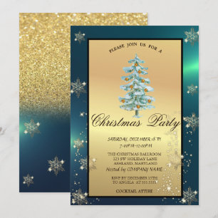 Kerstboom, Kogels, Snowflakes Company Party Kaart