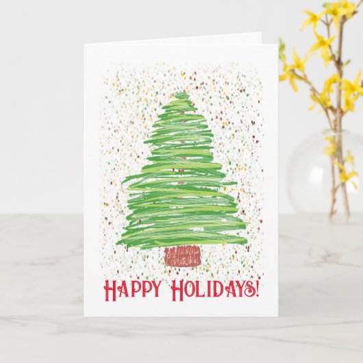 Kerstboom Kunst Kerstdagen Kaart (Gele Bloem)