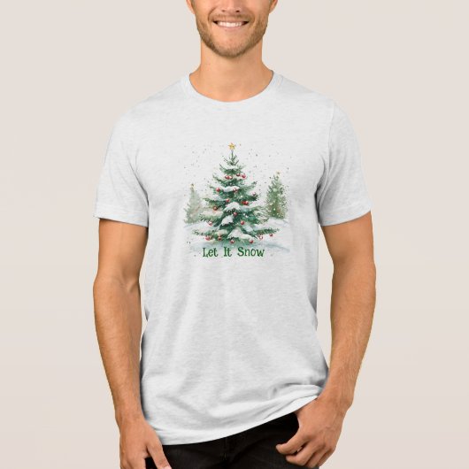 Kerstboom laat het sneeuwen Tri-Blend shirt (Voorkant)