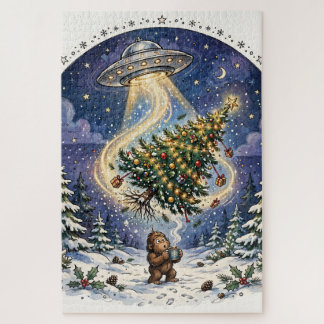 Kerstboom Legpuzzel met Buitenaardse Ontvoering