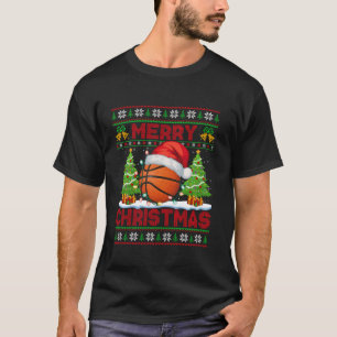 Kerstboom Lelijke Stijl Kerstman Basketbal Kerst T T-shirt
