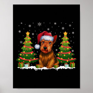 Kerstboom Licht Schotse Terriër Hond Kerstman Poster