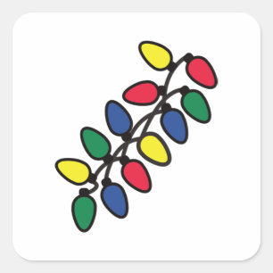 Kerstboom lichten 50 vierkante sticker