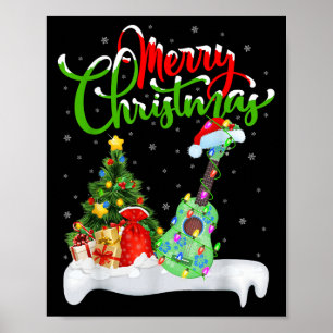 Kerstboom Lichtjes Kerstman Hoed Muziekinstrument  Poster