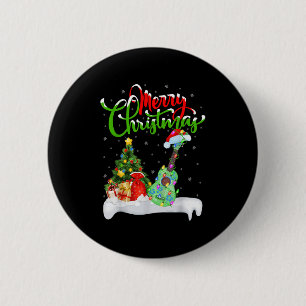 Kerstboom Lichtjes Kerstman Hoed Muziekinstrument Ronde Button 5,7 Cm