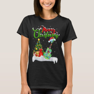 Kerstboom Lichtjes Kerstman Hoed Muzikale Ukulele T-shirt