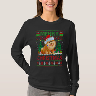 Kerstboom Lichtjes Lelijke Kerstman Pomeranian Hon T-shirt
