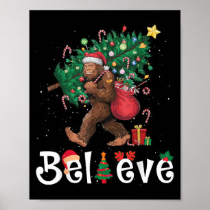 Kerstboom Lichtjes Sinterklaas Bigfoot Sasquatch G Poster