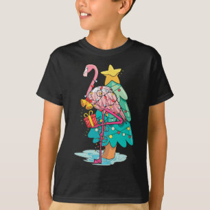 Kerstboom Lichtjes Tropische Flamingo Dier Kerstmi T-shirt
