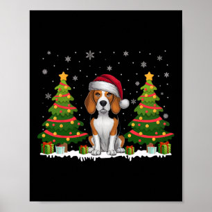 Kerstboom Lights Beagle Dog Santa Hat Christmas Sw Poster