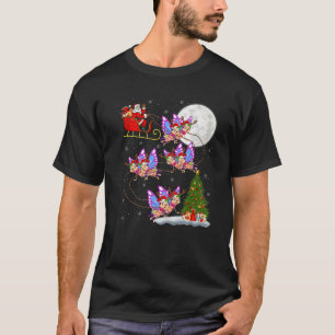 Kerstboom Lights Funny Santa Riding Butterfly Chri T-shirt