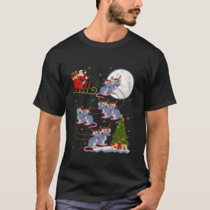 Kerstboom Lights Funny Santa Riding Mouse Kerstmis T-shirt