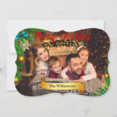 Kerstboom - Lijst met gouden Fancy sierfoto Feestdagenkaart (Voorkant)