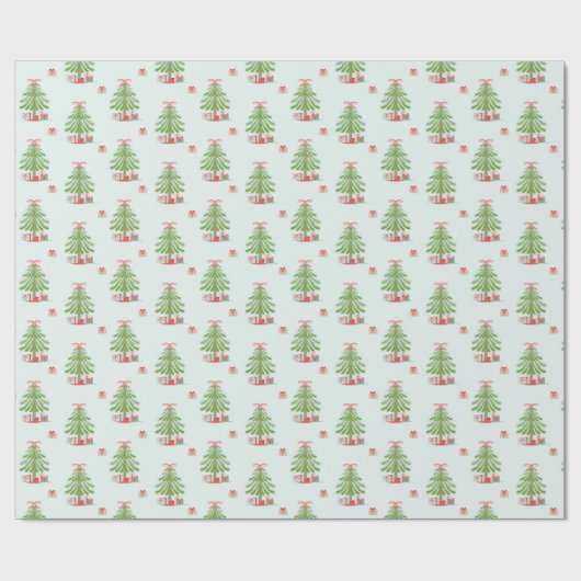 Kerstboom (Lt. blauw) inpakpapier (Vlak)