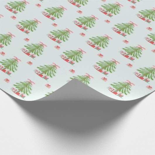 Kerstboom (Lt. blauw) inpakpapier (Hoek)